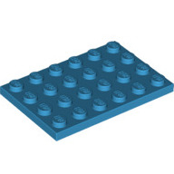 Lego destička 4x6, azurová tmavá (6343649)